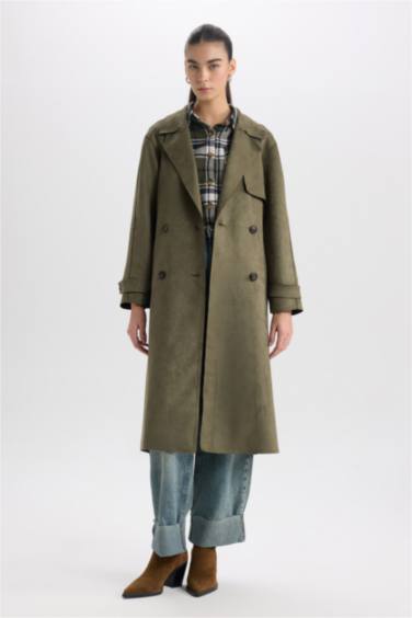 Regular Fit Suede Trenchcoat