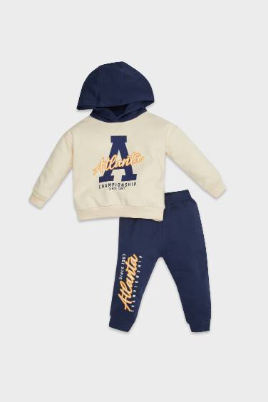 Baby Boy Printed Hooded Sweatshirt Jogger Sweatpants 2 Piece Set