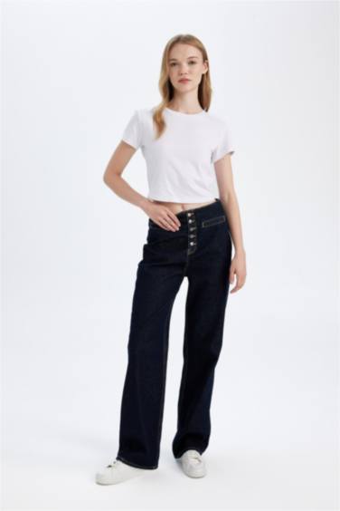 90's Wide Leg Yüksek Bel Uzun Jean Pantolon