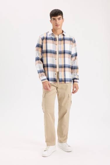 Regular Fit Flannel Long Sleeve Checkered Shirt