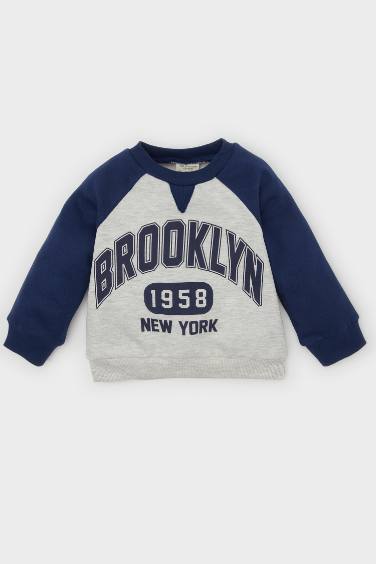 Baby Boy Crew Neck Printed Soft Furry Thin Sweatshirt