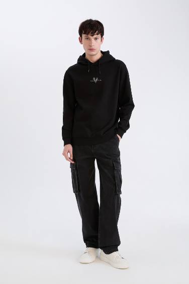 Vikings Valhalla Regular Fit Kapüşonlu Sırt Baskılı Sweatshirt