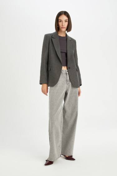 جاكيت بليزر واسع برقبة بليزر