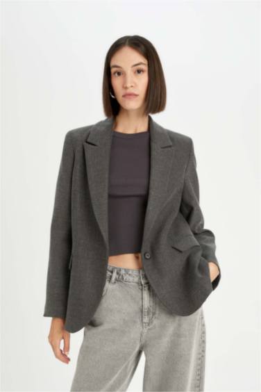 جاكيت بليزر واسع برقبة بليزر