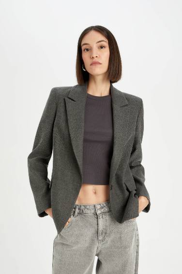 جاكيت بليزر واسع برقبة بليزر