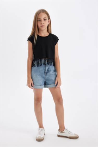Girl Short Sleeve Crop T-Shirt