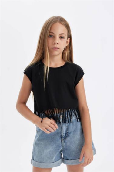 Girl Short Sleeve Crop T-Shirt
