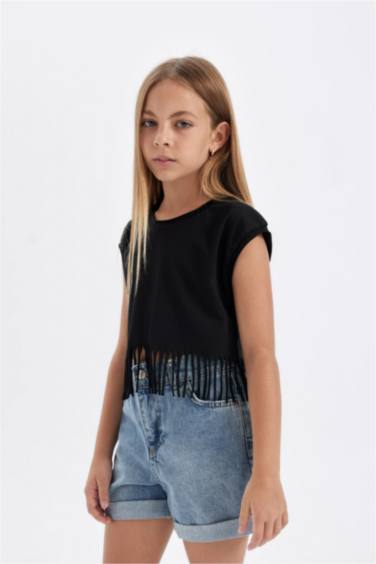 Girl Short Sleeve Crop T-Shirt
