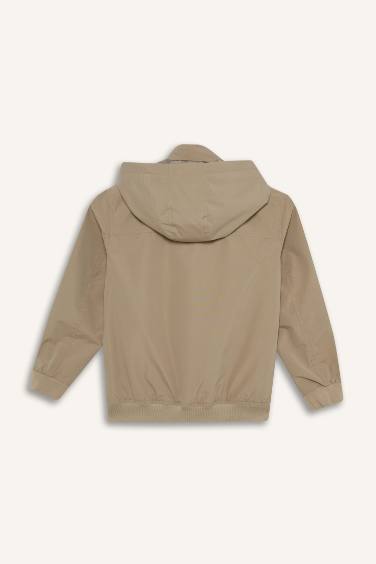 Erkek Çocuk Su Geçirmez Kapüşonlu Fermuarlı Mont