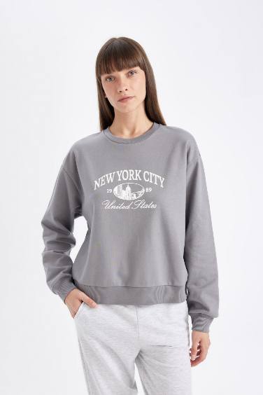 Regular Fit Printed Long Sleeve Sweatshirt