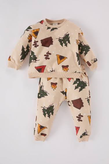 Baby Boy New Year Printed Sweatshirt Sweatpants 2 Piece Set