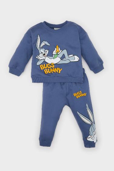 Erkek Bebek 2'li Takım Looney Tunes Bisiklet Yaka Sweatshirt Beli Lastikli Eşofman Altı