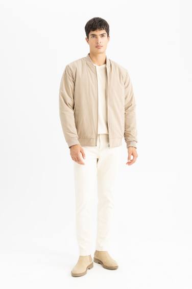 Su İtici Regular Fit Bomber Kolej Yaka Fermuarlı Çift Cepli Mevsimlik Hafif Mont