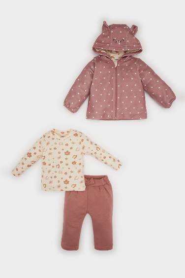 Baby Girl Floral T-Shirt Cardigan Bottom 3 Piece Set