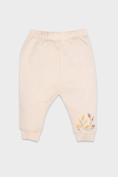 Baby Girl Regular Fit Elastic Waist Leg Floral Sweatpants