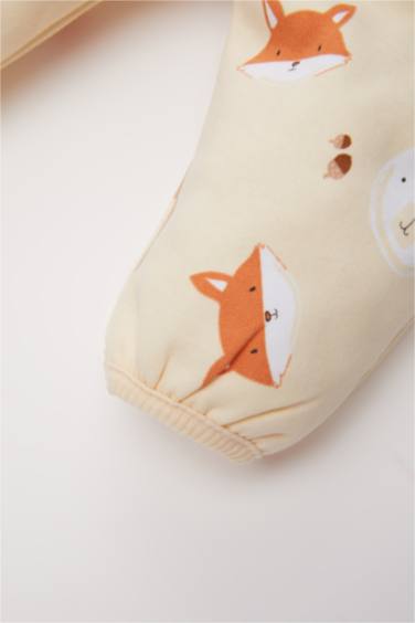 Erkek Bebek 3'lü Takım Ayı Baskılı Sweatshirt Kapüşonlu Hırka Beli Lastikli Alt