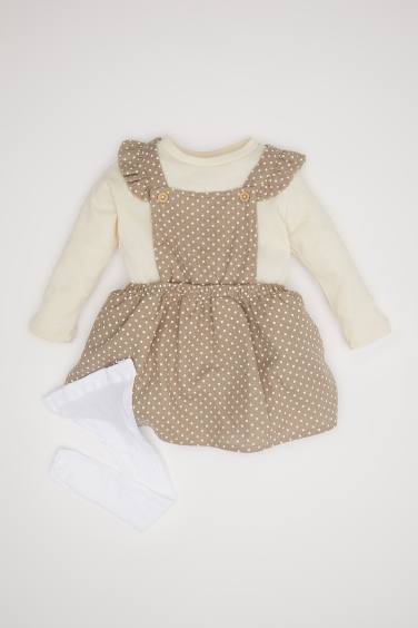 Baby Girl Polka Dot Long Sleeve Muslin 3 Piece Set