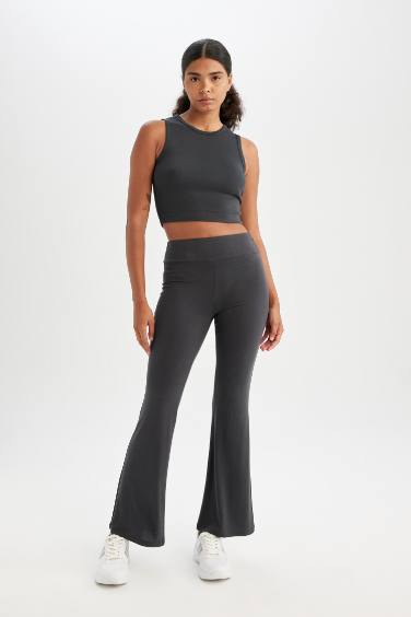 DeFactoFit Crew Neck Modal Sports Crop Top