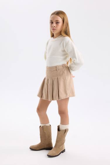 Girl Gabardine Pleat Skirt