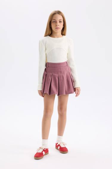 Jupe short en Gabardine plissée pour fille