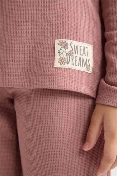 سيت بيجاما بناتي وافل قصة عادية - قطعتين