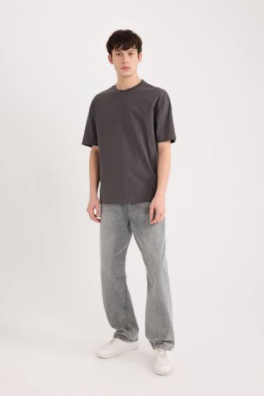 تيشيرت سادة بيزك اوفر سايز بياخة مستديرة