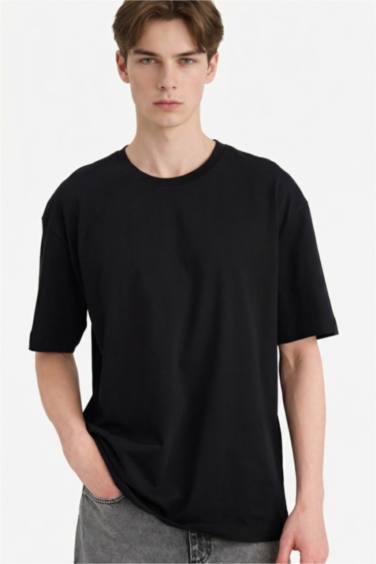 Boxy Fit Crew Neck Basic Short Sleeve T-Shirt