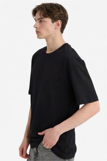 Boxy Fit Crew Neck Basic Short Sleeve T-Shirt