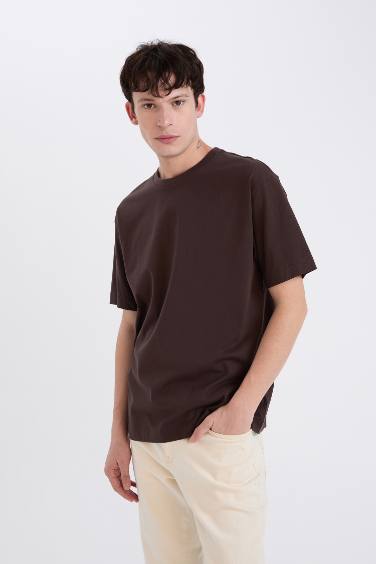 Boxy Fit Crew Neck Basic Short Sleeve T-Shirt