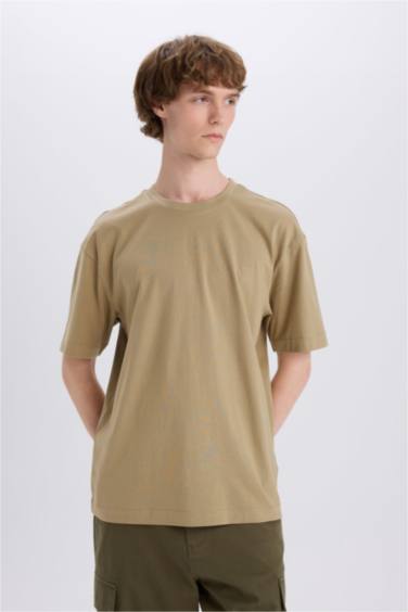 Свободная посадка, базовая футболка с круглым вырезом, короткий рукав