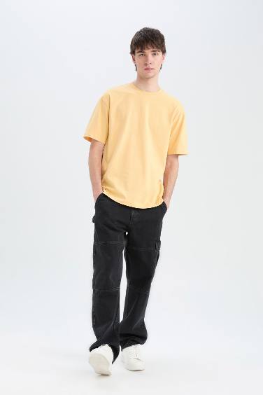 T-shirt boxy basique en coton à col rond et manches courtes