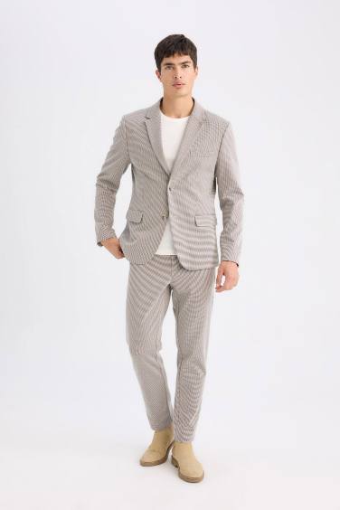 Slim Fit Dar Kesim Ceket Yaka Düğmeli Blazer Ceket