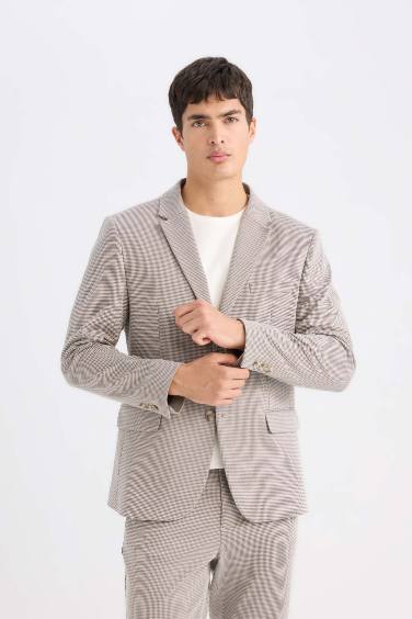 Slim Fit Dar Kesim Ceket Yaka Düğmeli Blazer Ceket