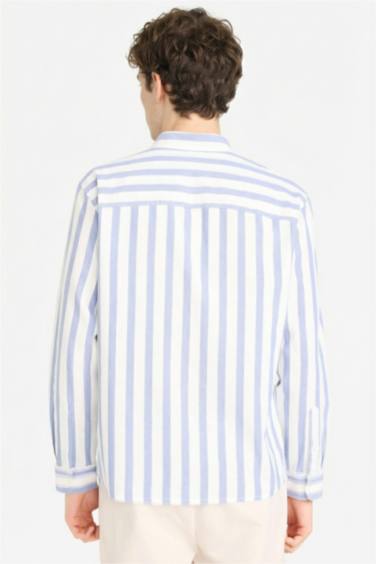 REGULAR FIT %100 Pamuk Çizgili Gömlek - Görsel 5