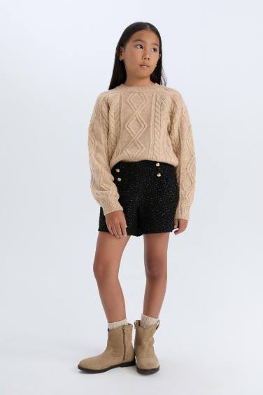 Girl Cotton Shiny Fabric Shorts