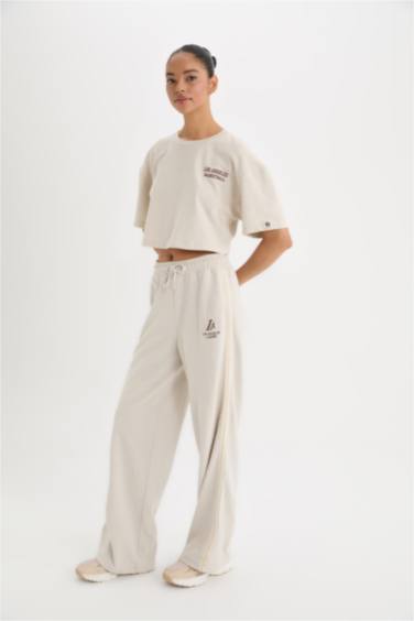 Широкие брюки NBA Los Angeles Lakers средней длины из ткани пике