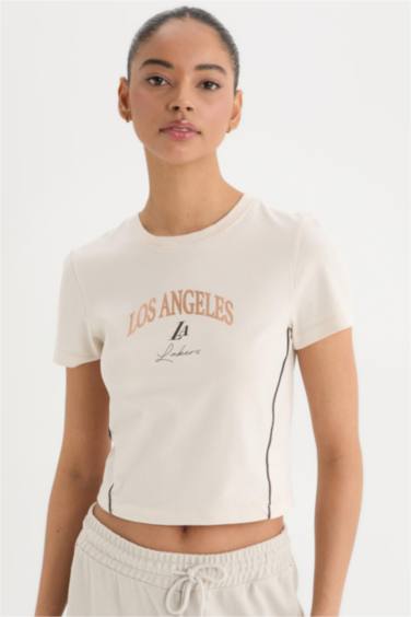 DeFactoFit NBA Los Angeles Lakers Slim Crop Fit Sports T-Shirt