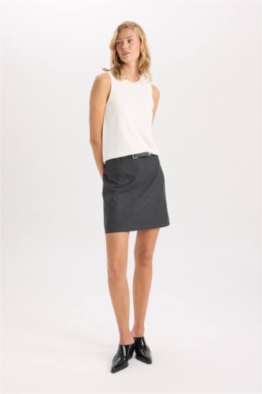 Pull sans manche en tricot basique à col rond Coupe slim