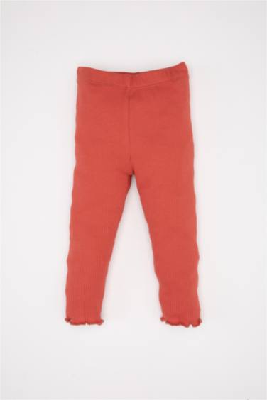 Kız Bebek 2'li Takım Fitilli Kaşkorse Uzun Kollu Basic Düz Tişört Tayt