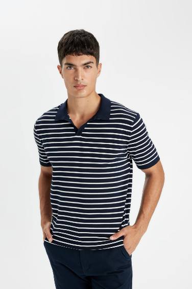 Standard Fit Short Sleeve Striped Polo Shirt