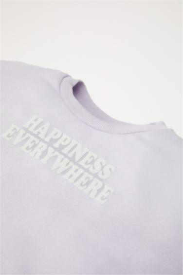 Kız Bebek 2'li Takım Baskılı Sweatshirt Beli Lastikli Jogger Eşofman Altı