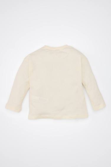 Kız Bebek Bisiklet Yaka Yılbaşı Temalı Uzun Kollu Tişört