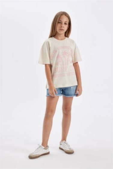 Girl Relax Fit Printed Short Sleeve T-Shirt