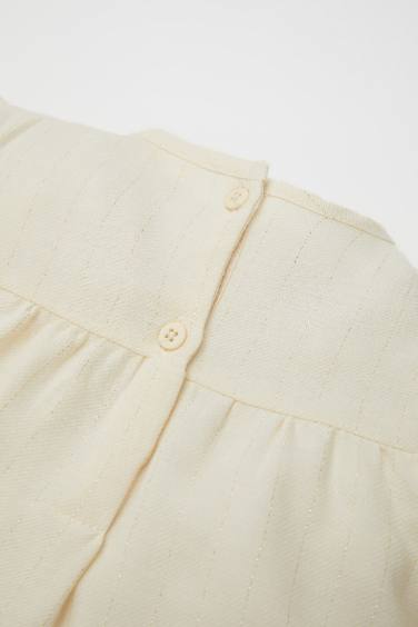 Baby Girl Crew Neck Twill Long Sleeve Shirt