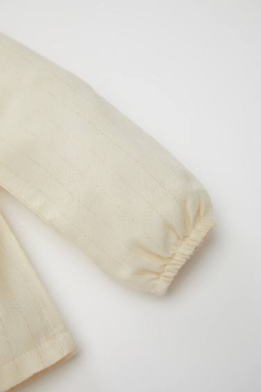 Baby Girl Crew Neck Twill Long Sleeve Shirt