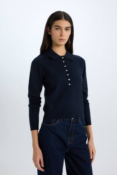 Regular Fit Polo Collar Pullover