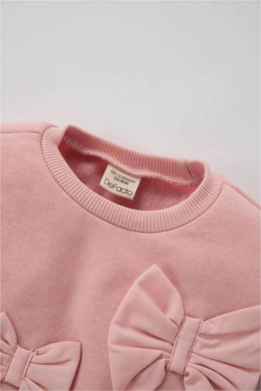 Baby Girl Crew Neck Bow Sweatshirt