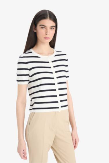 كارديجان تريكو قصة عادية برقبة مستديرة