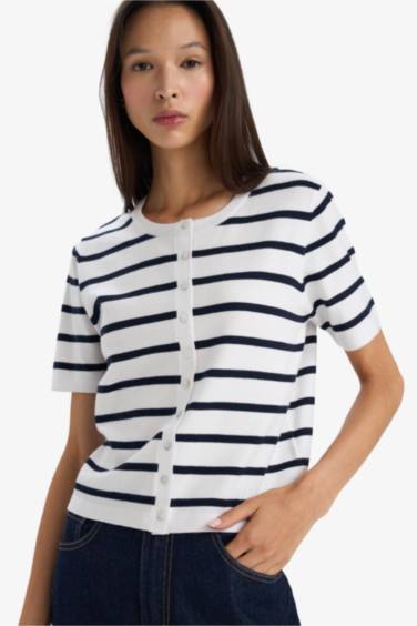 Regular Fit Crew Neck Cardigan