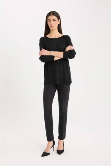 بلوز صوف قصة عادية بياخة مستديرة